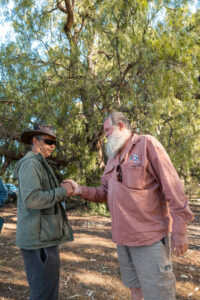 Uncle Shane talking to a guest on tour
