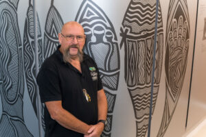 Uncle Mick with his design in the background
