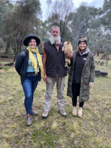 Bonnie, Uncle Shane and Strathbogie mayor on wawa biik tour