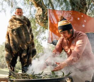 Smoking ceremony Taungurung Elder and wawa biik guides
