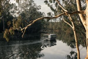 image of boat on tahbilk wetlands