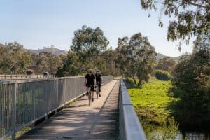 Two people riding the Great Victorian Rail Trail